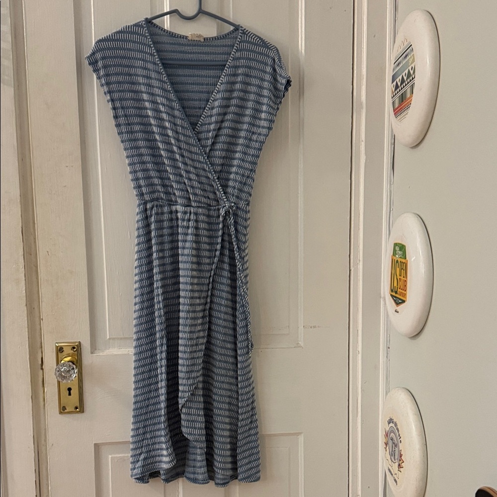 Caution To The Wind Blue Striped Midi Dress
